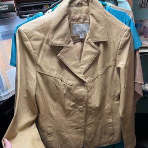 Wilson`s Beige Leather Jacket Size S Small